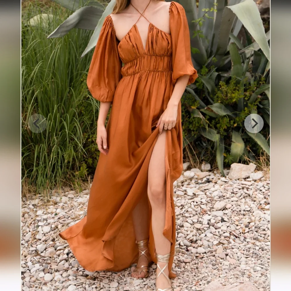 Krakatoa Terracotta Bemberg Maxi Dress - Picture 1 of 10